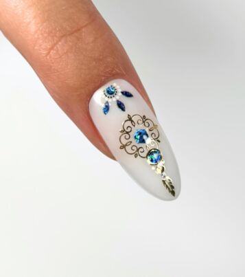 Stickers Décos Pour Ongles PEGGY SAGE - Planche Adhésifs Motifs Blanc Or Argent