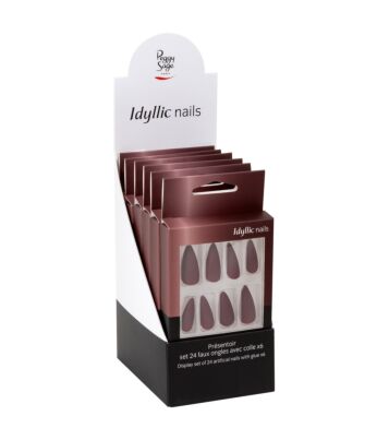 Kit Peggy Sage IDYLLIC NAILS - 24 Faux Ongles + Colle - Taille Moyenne - Rose - Neuf Sous Blister - Fabriqué En France