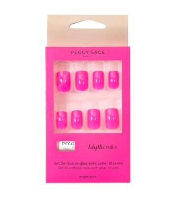PEGGY SAGE Kit 24 Fake Nails Idyllic Nails + Glue 150058 Coral