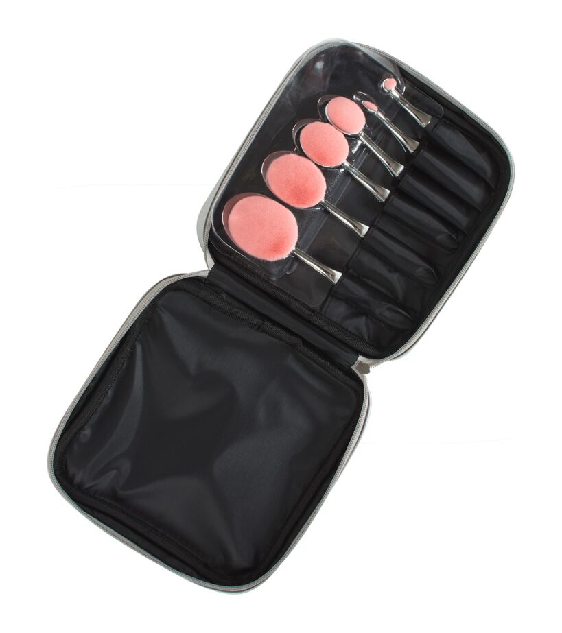 Kit De 6 Pinceaux De Maquillage PEGGY SAGE O'brush + Trousse Argentée - Neuf