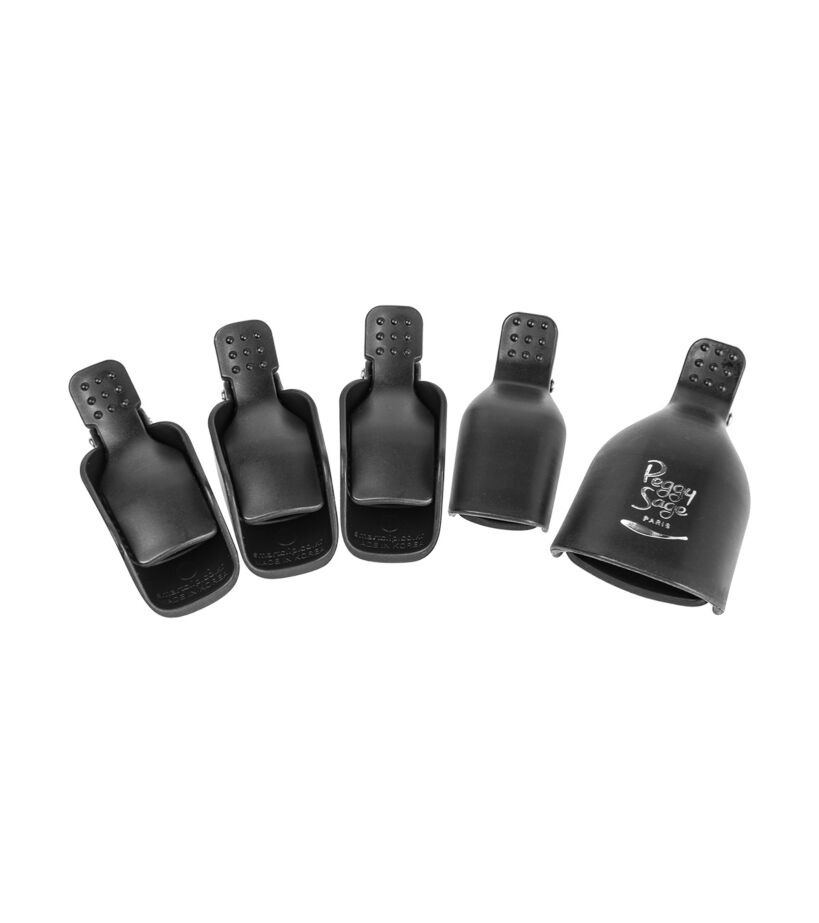 5 Pinces Peggy Sage Noires Pour Dépôt Gel/Polish - Soin Ongles Professionnel
